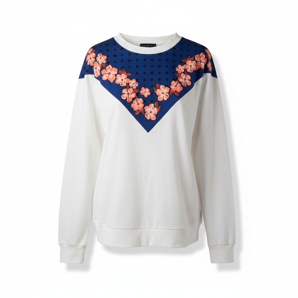 Scotch & Soda Les Tropiques Floral V-Panel Cotton Sweatshirt Medium
